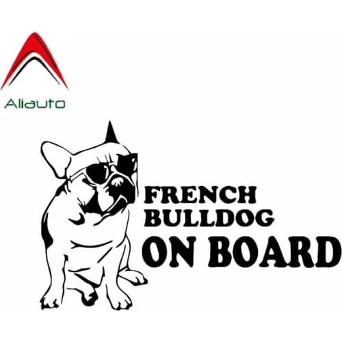 Aliauto Funny Car Sticker French Bulldog on Board Dog Vinyl Window Decor Accessories PVC Decal for Skoda Octavia A7,16cm*10cm