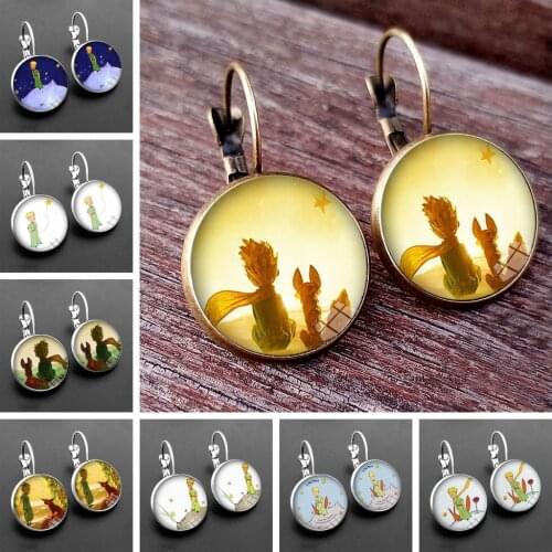 New Arrival Le Petit Prince Round Stud Earring The Little Prince Jewelry Fairy Tale Glass Cabochon Womens Earrings