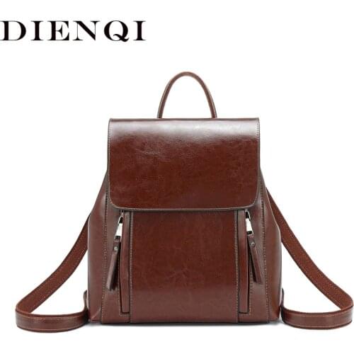2020 Women Genuine Leather Backpacks High Quality Female Vintage Backpack For Girls School Bag Travel Bagpack Ladies Back Pack