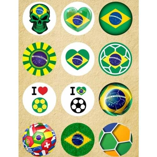 10mm 12mm 14mm 16mm 20mm 25mm 365 12pcs/lot Football Mix Round Glass Cabochons Jewelry Findings 18mm Snap Button Charm Bracelet