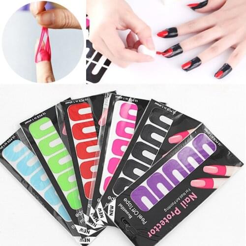 10Pcs/1sheet Creative Portable U-shape Spill-proof Nail Polish Protector Stickers Holder Tool Durable Manicure Tool Finger Cover