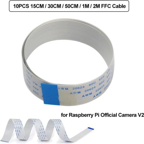 10pcs Raspberry Pi 4 Camera FFC Cable 15pin 1M 2M 50CM 30CM 15CM Ribbon FPC Cable Flat Wire for RPi 4B 3B+ Official V2 Camera