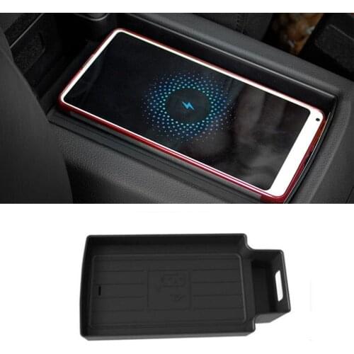 Car QI wireless charger 15w fast charging plate armrest box mobile phone holder accessories for Audi Q3 2013-2018 for iPhone 8 9