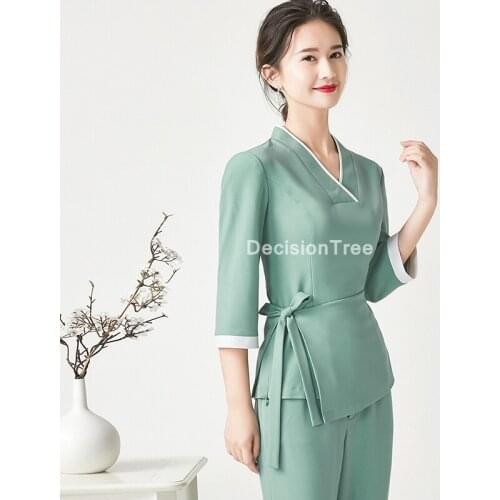 2021 lady beauty salon clothing hotel waiter work clothes spa uniform sauna foot bath uniforms salon beautician clothing
