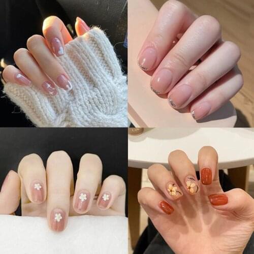 24pcs Detachable Fake Nails with Design Set Full Nail Art Tips Colorful Beauty Nail Artificial False Nails Tips With Glue