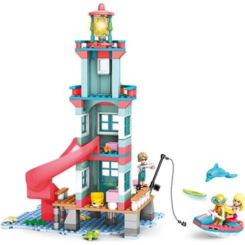 282pcs Beach Rescue Hut Building Blocks Rescue Lighthouse DIY Bricks Toys Gifts for Kids Educational Toys Playset
