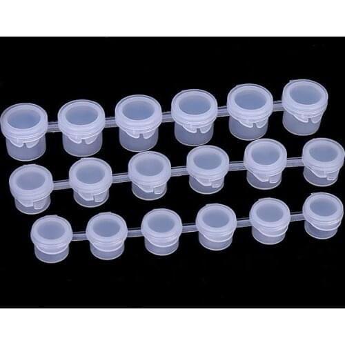 3ML / 5ML 6 Cups/Strip Mini Pots Eco Friendly Plastic Empty Paint Pigment Storage Container Anti-Leak Seal Palette Box with Lids