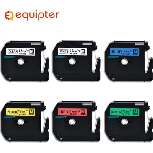 6pcs 12mm Combo set MK Label Tapes Compatible for Brother p-touch Label Printer ribbon M-K131 MK-231 mk431 MK531 MK631 MK731