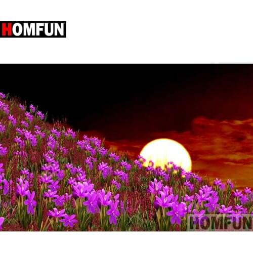 HOMFUN Full Square/Round Drill 5D DIY Diamond Painting "Flower moon scenery" Embroidery Cross Stitch 3D Home Decor A10957