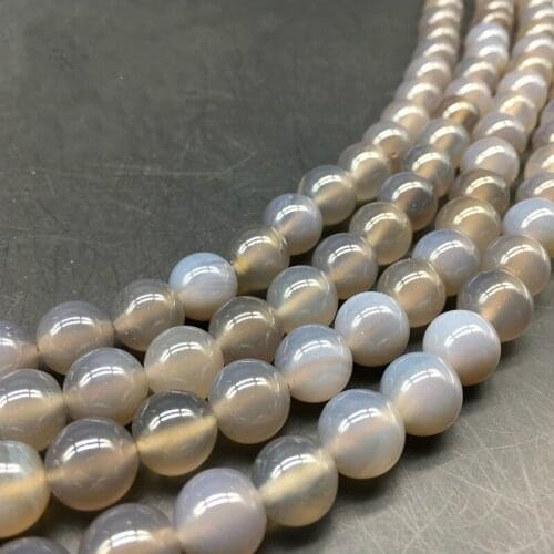 Factory Price 4 6 8 10 12mm Gray Onyx Agat Round Loose Beads Natural Stone Beads Diy Bracelet Necklace for Jewelry Making