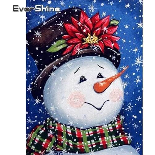 EverShine 5D Diamond Embroidery Winter Cross Stitch Kits Handicrafts Diamond Painting Snowman Mosaic Art Cartoon Home Decor