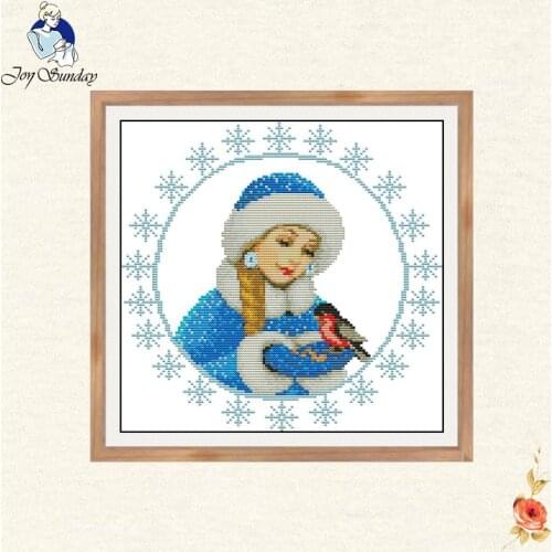 Joy sunday Winter beauty cross stitch DMC Counted Printed Canvas Cross Stitch Kits Crafts Embroidery Set Needlework Cross-stitch