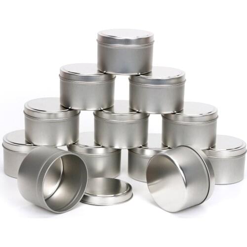 Round Silver Candle Jars with Lid Bulk 200ml Empty Candle Container Tins Storage Box for DIY Candle Skin Care Beauty Sample