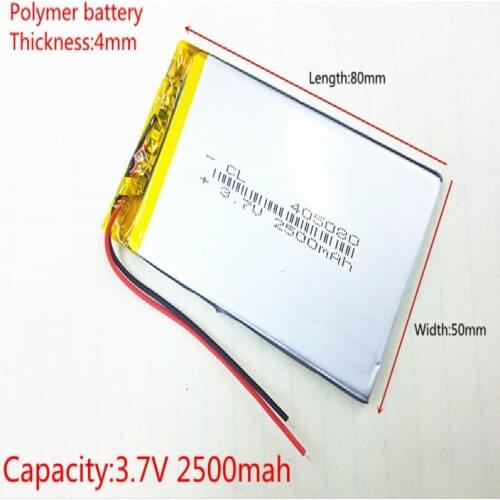 405080 3.7V 2500mAh Lithium Polymer LiPo Rechargeable Battery cells For PAD GPS PSP Vedio