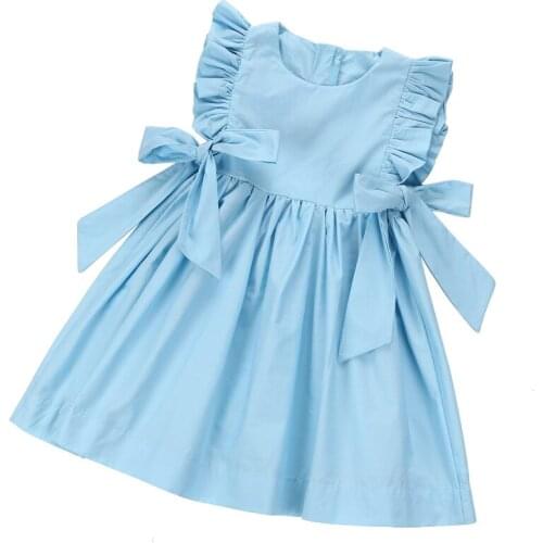 Cute ruffle dress age for 3-10 years little girl princess costume 2019 summer chiffon baby girl big-bow dress sleeve dresses
