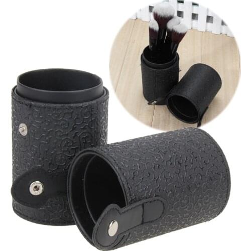 Fashion PU Leather Travel Cosmetic Brushes Pen Empty Case Storage Makeup Brush Bags Organizer Tube Holder Make Up Tools