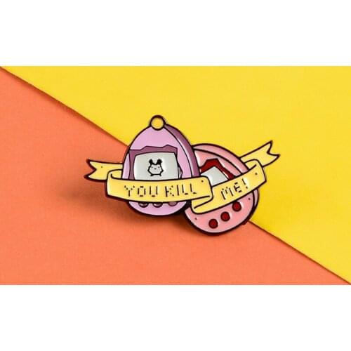 Cartoon Fun Retro Childhood Toys Capsules YOU KILL ME Enamel Brooch Alloy Badge Denim Clothes Bags Pins Women Jewelry Gifts