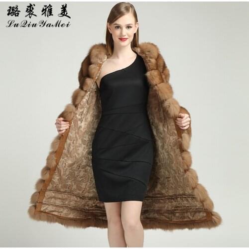Natural Fox Fur Coats Hooded Plus Size Customized Long Sleeve Lined Vest Overcoat New 2020 Winter Jackets Real Fox Fur