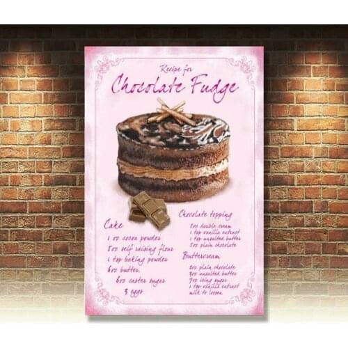 Chocolate Fudge Baking Recipe Kitchen Cafe & Restaurant Small Metal Steel Sign