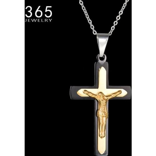 2017 New Stainless Steel Link Chain Necklace Top Quality Mens Cross Pendant Necklaces Statement Jewelry Christmas Gift