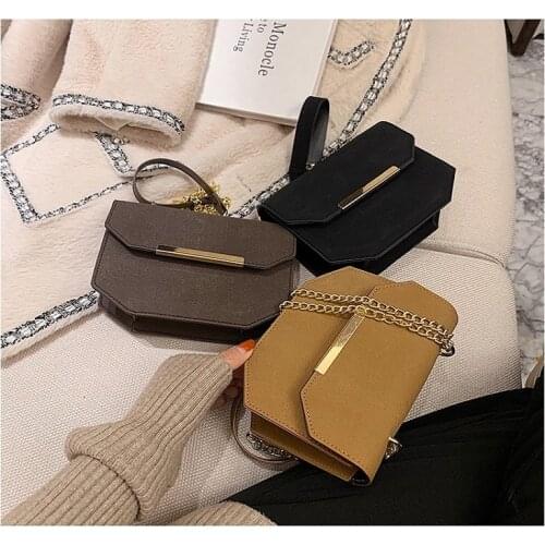 New 2021 Fashion Solid Color Women Textured Matte Mini PU Crossbody Women Bag With Chain D1022