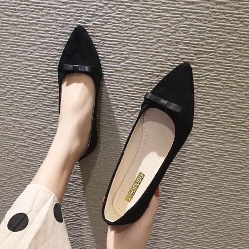 New Selling Womens Flat Shoes Simple Solid Color Pointed Toe Basic Office Womens Spring Frosted Leather Casual Shoes W33-31