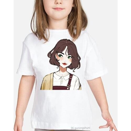 New arrival 2021 cute little girl graphic t-shirt printing summer kids clothes Harajuku girls t shirt summer short sleeve tops