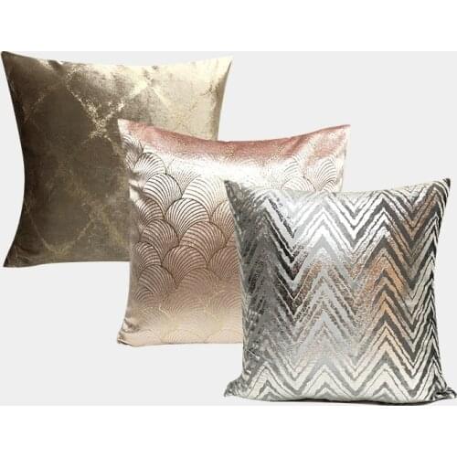 Nordic Luxury Bronzing Pillowcase Geometric Abstract Pattern Cushion Cover Bed Room Throw Pillow Cover Sofa Car Decorative