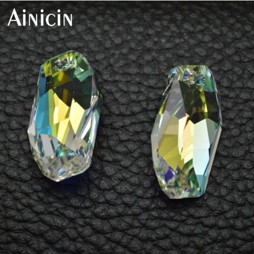 24pcs (1 Box) High Quality Rainbow Color Faceted Glass Crystal Pendant 10x18mm DIY Luxury Jewelry Making Findings