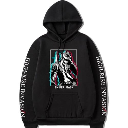 Anime High-Rise Invasion Sniper Mask Print Hoody Sweatshirts Harajuku Casual Men Women Cosplay Oversized Fashion Street Hoodies
