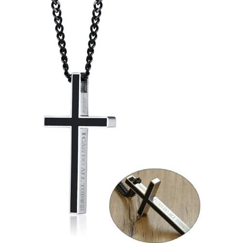 Unique Philippians 4:13 Bible Cross Necklaces for Women Man Stainless Steel Jesus Christ Prayer Unisex Religious Jewelry