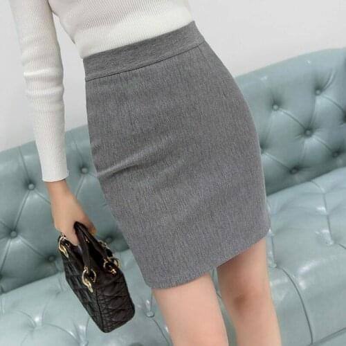 Fashion Office Lady Pencil Skirt Autumn Elegant High Waist Women Formal Short