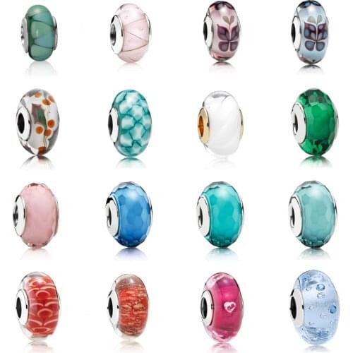 NEW 2021 100% 925 Sterling Silver Love Butterfly Charm Glass Beads Fit DIY Original Bracelet Fshion Jewelry Gift