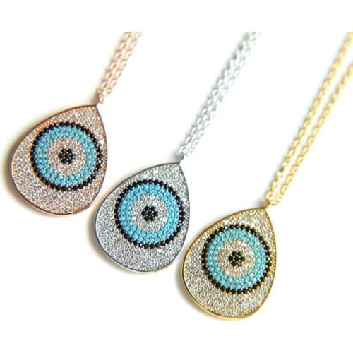 2017 valentines gift circle evil eye design micro pave Sparking bling cz 925 silver women big pendant necklace