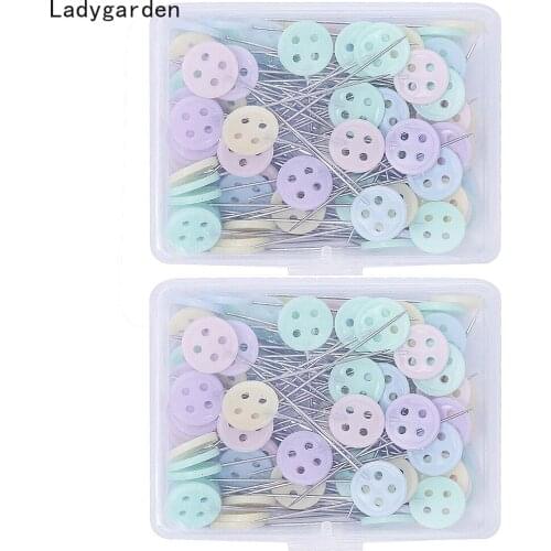 200PCS Patchwork Needle Craft Flower Button Head Pins Embroidery Pin for DIY Quilting Tool Sewing Needles Accessories with Box
