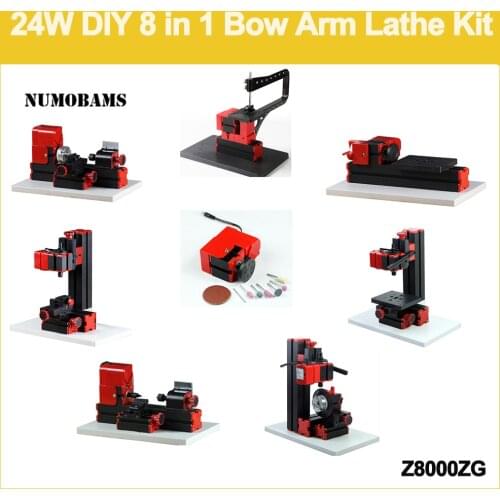 Z8000ZG 8 in 1 Mini Lathe with Bow Arm in Tool Box/ 8in1 bow-arm machine kit/24W.20000rpm DIY lathe kit