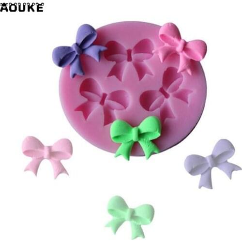 Aouke Bow Liquid Silicone Mold DIY Cake Baking Decorative Pudding Chocolate Mold Dessert Bow Modeling Silicone Mold