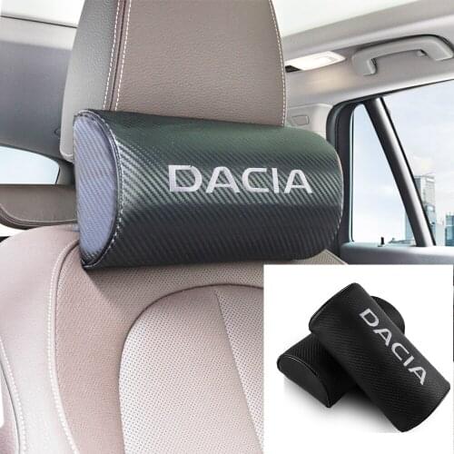 Car neck pillows both side carbon fiber single headrest case for dacia duster logan sandero 2 mcv sandero car styling