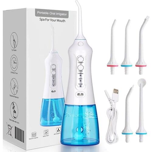 3 Modes Portable Oral Irrigator Cordless Water Dental Flosser USB Rechargeable 5 Nozzles Water Jet Floss Tooth Pick 300ml