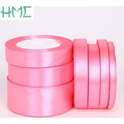 Multi Size 25Yards Dark Pink Satin Ribbon For Wedding Party Gift Decoration DIY Bow Craft Wrapping Scrapbooking Supplies Riband
