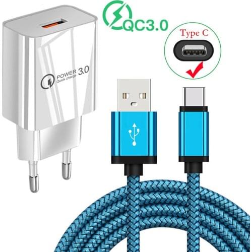 QC 3.0 Fast USB charger For Samsung A71 A50 Huawei Nova 5T P20 lite P30 Pro Wall Charger 3A super Charge Type C Cable Honor 9 20