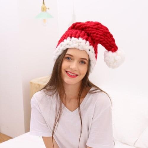 Children Adult Woolen Christmas Hat Hand Knitted Christmas Cap Autumn Winter Warm Woolen Cap Long Tail Hat Kids Christmas Gift