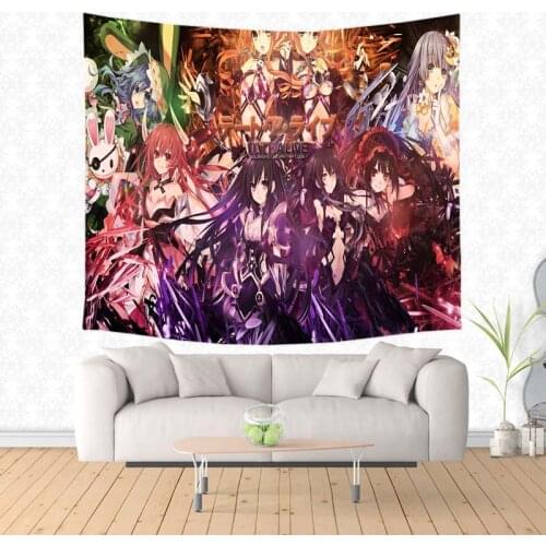 Date A Live Design Tapestry Wall Hanging Tapestries Throw Bedspread Yoga Mat Beach Towel Blanket Picnic Rug