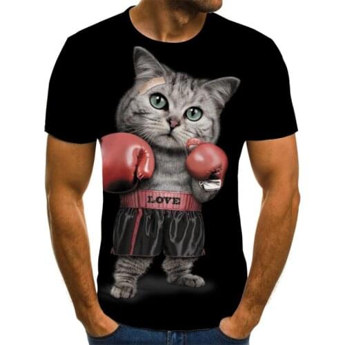 2021 Summer New Cat 3D Animal Print Mans T-shirt and Women Streetwear Casual Tops Loose Comfortable Clothing Short Sleeves