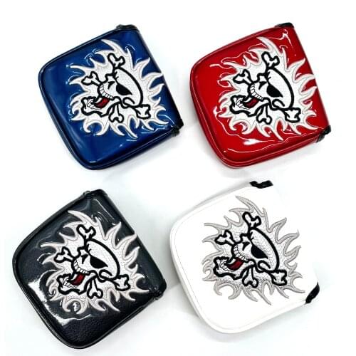 Golf Putter Headcover Skull Pattern Square Mallet Putter Headcovers Golf Club Head Cover Embroidery crystal PU Leather Magnetic