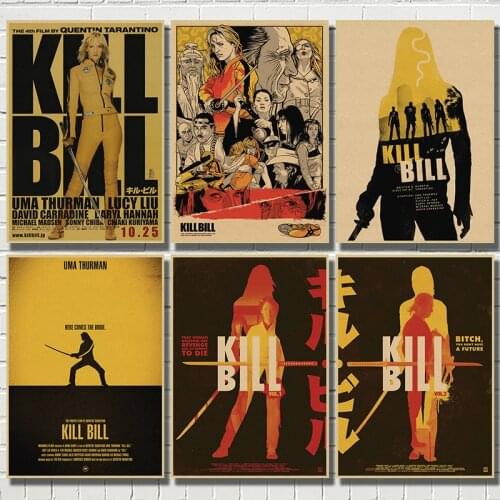 Kill Bill Classic Retro Movie Kraft Paper Poster Bar Cafe Living Room Dining room Quentin Tarantino Poster Videos