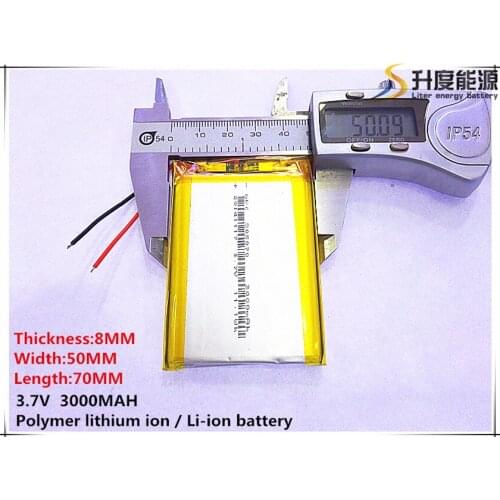 Li-po 2pcs [SD] 3.7V,3000mAH,[805070] Polymer lithium ion / Li-ion battery for TOY,POWER BANK,GPS,mp3,mp4,cell phone,speaker