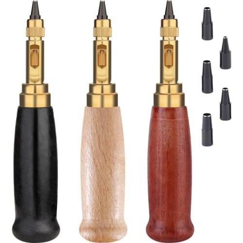 LMDZ 3 Colors Automatic Belts Punch Replaceable Mute Rotary Punching Steel Belt Hole Leather Craft Tools Hole Punchers Cutter