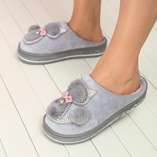 MCCKLE 2020 Winter Women Warm Home Slippers Indoor Flats Platform Shoes Woman Plush Cat Non Slip Comfort Soft Slippers Female