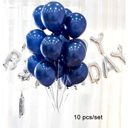 10pcs Metal Gold Silver Balloons Ink Blue Latex Balloon Wedding Birthday Party Decoration Festival Celebration Supplies Air Ball